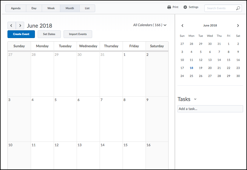 The Calendar Interface – Teaching with Technology